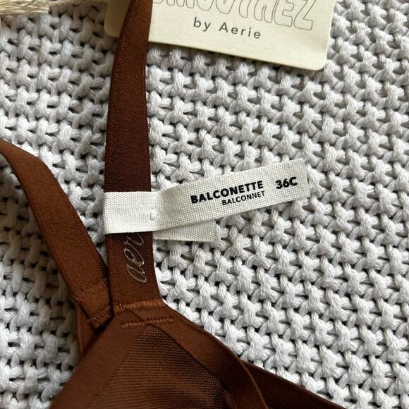 NWT Aerie SMOOTHEZ Mesh Unlined Bra Universe Brown Size 36C - Picture 8 of 8